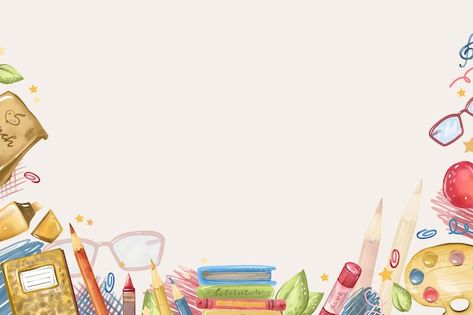 Back To School Aesthetic Background, Teacher Wallpaper Desktop, School Illustration Art, Teacher Background Wallpapers, School Wallpaper Backgrounds, School Background Design, School Supplies Background, Cool Powerpoint Backgrounds, Wallpaper School