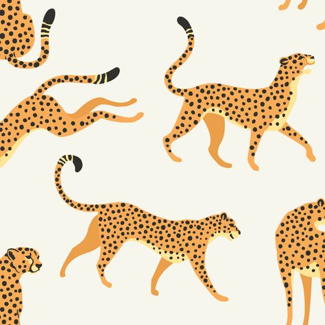 Bring some effortless safari style to your walls with this removable peel-and-stick wallpaper. The design features stylized cheetahs in various feline poses on a background of warm ivory. Wallpaper Pink And Orange, Cheetah Wallpaper, Roommate Decor, Fluid Design, Watch Wallpaper, Preppy Wallpaper, Apple Watch Wallpaper, Peel Stick Wallpaper, Cheetahs