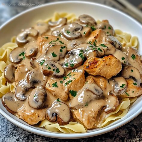 Chicken Mushroom Stroganoff - My Home Made Recipe Chicken Medallions, Chicken Mushroom Stroganoff, Buttery Noodles, Spicy Pasta, Chicken Mushroom Recipes, Chicken Stroganoff, Mushroom Stroganoff, Chicken Mushroom, Buttered Noodles