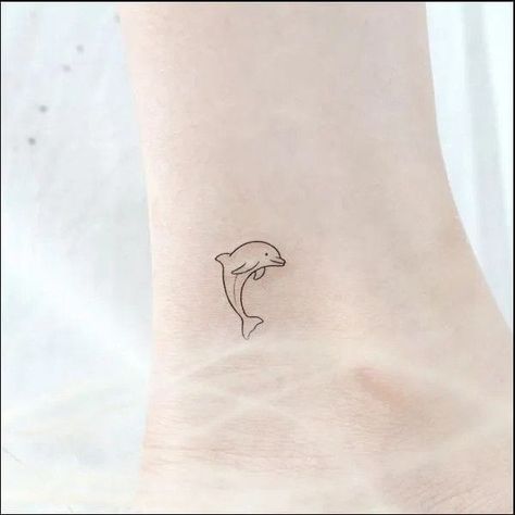 Dolphin Tattoo On Ankle, Tiny Dolphin Tattoo, Delfino Tattoo, Dolphin Tattoos, Dolphin Tattoo, Cute Simple Tattoos, Dolphins Tattoo, Small Pretty Tattoos, Petite Tattoos