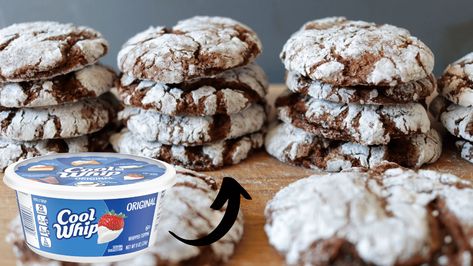 4-Ingredient Cool Whip Cookies Recipe Cool Whip Christmas Cookies, Recipes Using Cool Whip, Whip Cookies, Cornbread Muffins Recipe, Bacon Chili, Cool Whip Cookies, Tasty Cookies, Slushie Recipe, 4 Ingredient