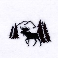 Alaska Tattoo, Berg Tattoo, Scene Embroidery, Moose Tattoo, Moose Silhouette, Hunting Tattoos, Rustic Decoration, Shape Tattoo, Detailed Tattoo