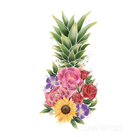 The two things I love most combined   Would love to tattoo this floral pineapple (prefer forearm or thigh) #floraltattoo #floralpineapple #pineappletattoos #botanical #sunflowertattoo #rosesarered #wilflowers #flowerpower #pineapplelove Pinapple Tattoos, Stickers Wallpaper, Pineapple Tattoo, La Tattoo, Background Phone, Awesome Tattoo, Theme Tattoo, Motivational Quotes Wallpaper, Sunflower Tattoo