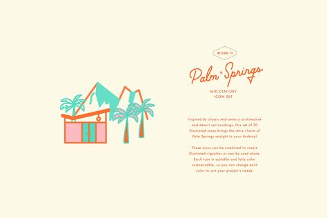 Retro Icons, Spring Logo, Vintage Design Style, Identity Design Inspiration, Palm Springs Style, Style Web, Brochure Template Layout, Palm Spring, Mid Century Architecture