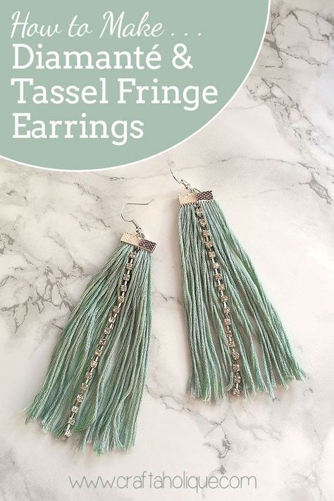 Earrings With Tassels, Earrings Tutorial, Jewelry Making Earrings, Jewerly Making, Diy Tassel, Tassel Jewelry, Earring Tutorial, Diy Schmuck, Tassel Fringe