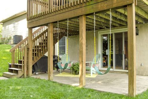 Walkout Basement Patio, Patio Under Decks, Small Deck Decorating, Under Deck, Summer Deck, Under Decks, Small Deck Decorating Ideas, Basement House, Deck Decorating Ideas