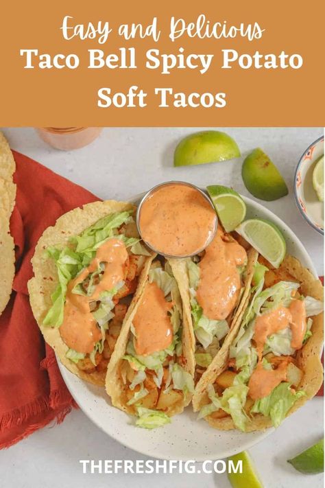 These Spicy Potato Soft Tacos are the perfect Taco Bell copycat! Easy and delicious to make, they come together so quickly and make the perfect hearty dinner for the whole family! These potato tacos are vegan and gluten-free and will satisfy all of your taco cravings! Potato Soft Tacos, Vegan Taco Bell, Soft Tacos Recipes, Taco Bell Copycat, Spicy Tacos, Potato Tacos, Easy Recipes For Beginners, Vegan Tacos, Soft Tacos