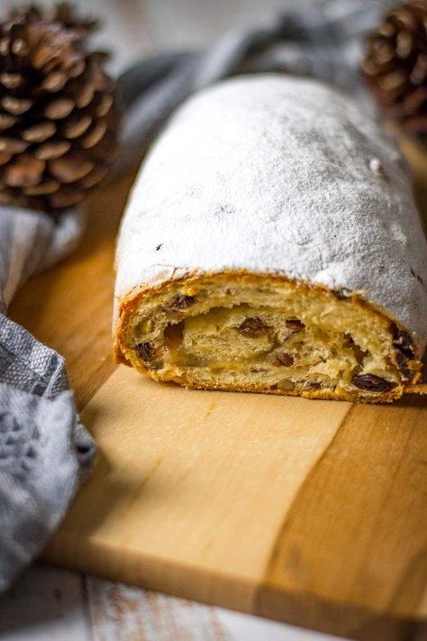 Sourdough Stollen | Fruity German Christmas Bread with Marzipan Sourdough Stollen, German Christmas Bread, Sourdough Starter Recipes, Active Sourdough Starter, Stollen Recipe, Roasted Cabbage Steaks, Cranberry Cookies Recipes, Starter Recipes, A Loaf Of Bread