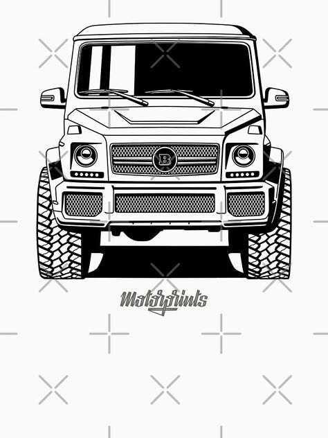 "63 4x4 (black)" T-shirt by MotorPrints | Redbubble Mercedes Sketch, Motorcycle Drawing, Mercedes G Wagon, Car Vector, Jdm Wallpaper, Truck Coloring Pages, Cars Coloring Pages, Cool Car Drawings, Car Artwork