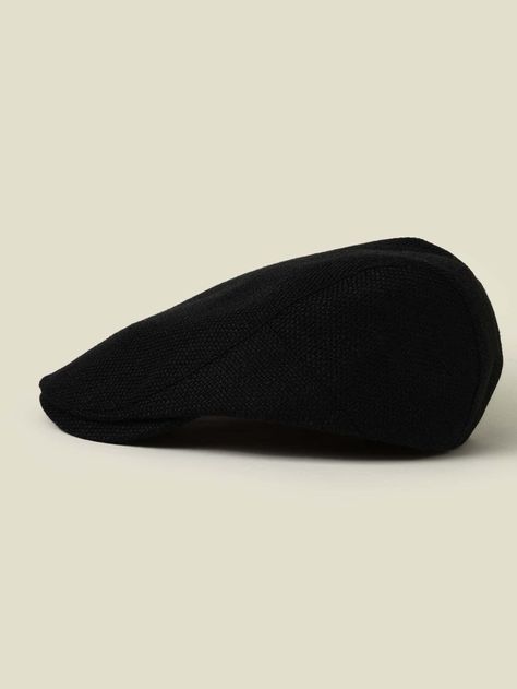 Black Casual Collar  Fabric Plain Beret Embellished  Spring/Fall Men Accessories Beret Black, History Nerd, History Class, Men Hats, Mens Streetwear, Black Casual, Spring And Fall, Family Photo, Slide Slipper