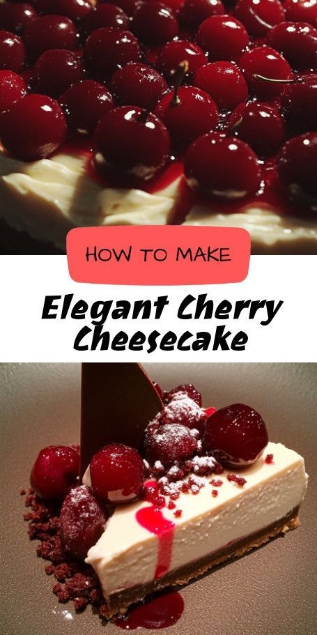 Indulge in Luxurious Cherry Cheesecake | Easy Recipe for Elegant Dessert Experience the ultimate treat with our Elegant Cherry Cheesecake! Creamy, rich layers of cheesecake topped with sweet cherry filling and a buttery graham cracker crust make this dessert perfect for any special occasion. Delight your guests with this stunning recipe that serves 10! :cake::sparkles: #CherryCheesecake #DessertGoals #ElegantTreats Cherry Topping For Cheesecake, Cheesecake Filling Recipe, Cheesecake Easy Recipe, Sweet Cherry Pie Filling, Topping For Cheesecake, Sweet Cherry Pie, Cheesecake Easy, Cherry Topping, Cherry Filling