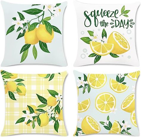 Farmhouse Decorative Pillows, Garden Home Decor, Washable Sofa, Home Decor Sets, Farmhouse Decoration, Sofa Living, Decorative Throw Pillow Covers, Velvet Material, Summer Fruit