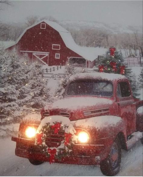 Holiday Aesthetic, Merry Christmas Pictures, Christmas Red Truck, Christmas Scenery, Christmas Car, Christmas Feeling, Western Christmas, Christmas Truck, Christmas Memory