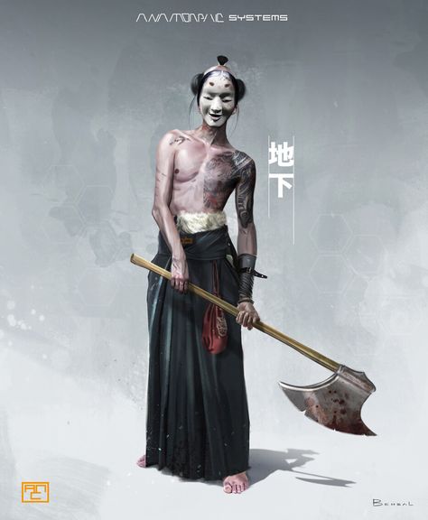 ArtStation - Anamorphic Systems 04, David Benzal Medieval Japanese, Chalk Prints, Samurai Art, Character Poses, Monster Art, Design Reference, Super Mario Bros, Fantasy Creatures, Character Concept