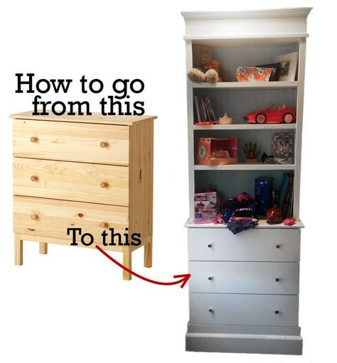 IKEA Tarva Hack – I’ve been getting a lot of people asking for instructions on how I hacked the Ikea Tarva dresser for E’s room. Basically I built bookcases to go on top of the dressers (I made two) and they flank either side of her bed. I made the bookcases out of mdf and joined the pieces together with my kreg jig. Then added trim – the same trim I put around all the windows and doors in... Ikea Tarva Hack, Tarva Hack, Low Ceiling Bedroom, Tarva Dresser, Ikea Hack Bedroom, Ikea Tarva Dresser, Ikea Tarva, Bedroom Built Ins, Ikea Hack Ideas