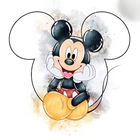 Mickey Watercolor, Mickey Mouse Watercolor, Mickey Mouse Clipart, Mickey Mouse Png, Disney Clipart, Nail Art Disney, Birthday Party Theme Decorations, Mickey Mouse Wallpaper, Decoupage Vintage