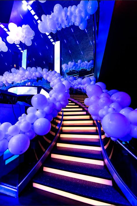 Cloud 9 at LIV Nightclub Bat Mitzvah | Gilded Group Décor | PartySlate Bat Mitzvah Ideas, Bat Mitzvah Themes, Mitzvah Themes, Cloud Cake, Bat Mitzvah Party, March 2024, 9th Birthday, Cloud 9, Bat Mitzvah