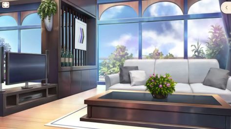 Anime Houses, Salas Living Room, Anime House, Scenery Background, Living Room Background, Tv In Bedroom, Green Screen Backgrounds, Anime Backgrounds Wallpapers, House Inside