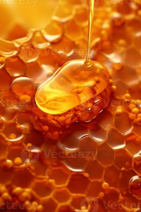 Macro detailed golden honey. Liquid sticky texture. Honey flow from the honeycomb. Vertical AI generated Honey Texture, Vector Snowflake, Honeycomb Texture, Golden Honey, Bee Honey, Burts Bees, Honeycomb, Vector Free, Honey