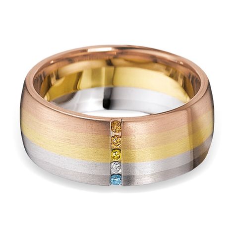 Iconic                 Rainbow Wedding Ring with colour co-ordinated diamonds 8mm from www.wooltonandhewitt.co.uk Lesbian Engagement Ring, Bear Flag, Lgbt Wedding, Rainbow Wedding, Rainbow Rings, Gay Marriage, Wedding Essentials, Gay Wedding, Platinum Engagement Rings