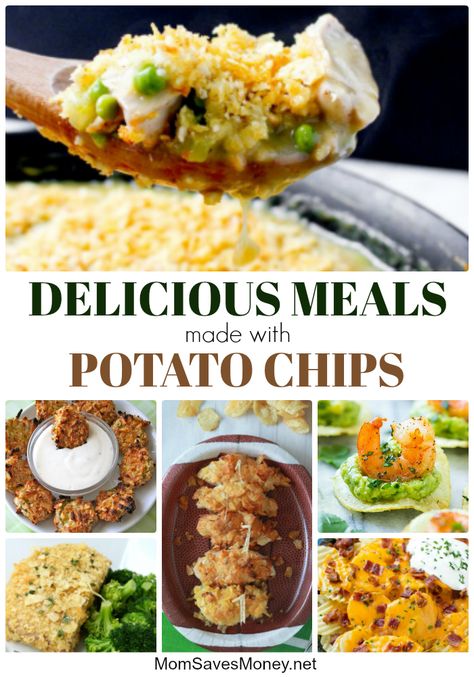 Meals With Chips, Recipes Using Chips, Uses For Potato Chip Crumbs, Casseroles With Potato Chips, Casserole With Potato Chips On Top, Potato Chip Recipe, Potato Chip Recipes Dinners, Leftover Potato Chip Recipes, Lays Potato Chips Recipes