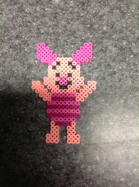 Piglet perler beads by Gertie VS Piglet Perler Beads, Melt Beads Patterns, Easy Perler Bead Patterns, Pony Bead Crafts, Pixel Beads, Hama Beads Design, Perler Bead Templates, Diy Perler Bead Crafts, Perler Crafts