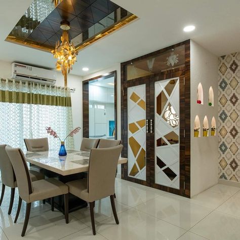 Puja Unit, Dining Area Design, Tv Unit Furniture Design, Wall Tv Unit Design, Temple Design For Home, Kitchen Modular, Pooja Room Door Design, Dinning Room Design, Pooja Room Design