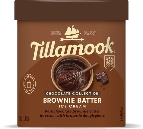 Brownie Batter Ice Cream, Tillamook Ice Cream, Dark Chocolate Brownie, Chocolate Decadence, Dark Chocolate Ice Cream, Ice Cream Novelties, Chocolate Collection, Ice Cream Tubs, Dark Chocolate Brownies