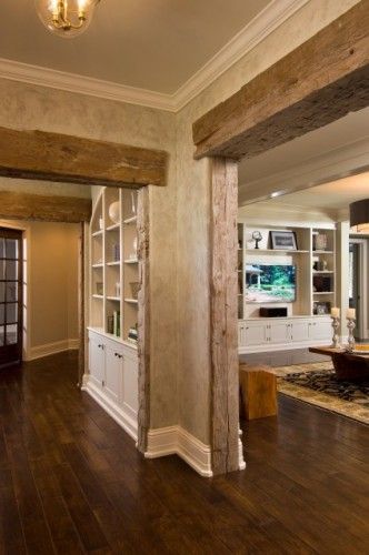 Love the rustic barn framing with the formal baseboard & crown Bedroom Door Design, A Living Room, Rustic Interiors, Beautiful Bedrooms, Design Case, Home Fashion, My Dream Home, Door Design, Barn Wood