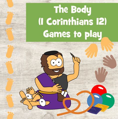 1 Corinthians 12:12-31 Craft, One Body Many Parts Bible Craft, Body Of Christ Craft Kids, Body Of Christ, Kids Church Games, Memory Verse Games, Church Games, Teaching Lessons Plans, Kids Sunday School Lessons