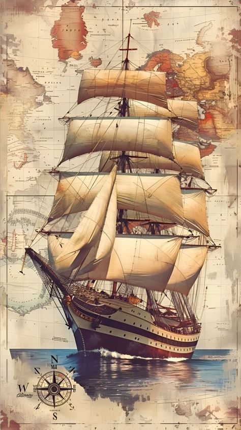 Pirates Map, Ghost Ship Art, Ship Sketch, Steampunk Scrapbook, Pirate Ship Art, Pictures Of Things, Navi A Vela, Ship Sailing, Old Sailing Ships