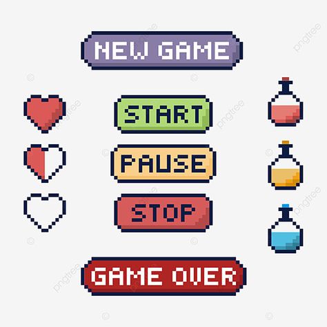 simple,pixel illustration,pixel game,game,pixel,element,game element,game over,start,pause,button,button clipart Pixel Start Button, Simple Game Design, Pixel Game Background, Pixel Button, Game Pixel Art, Button Clipart, Game Buttons, Pixel Illustration, Button Illustration