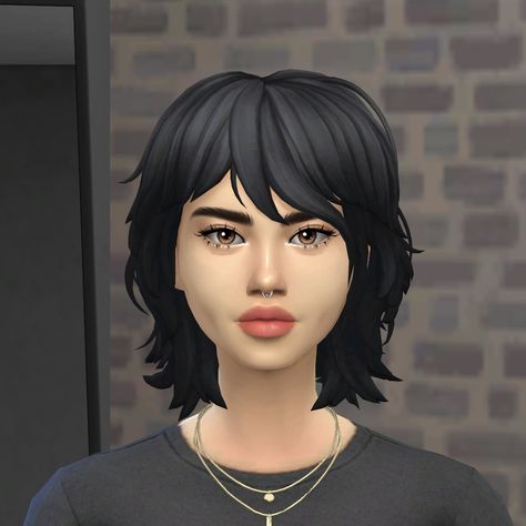 Sims 4 Cc Asymmetrical Hair, Sims 4 Hair Curtain Bangs, The Sims 4 Cc Layered Hair, Sims 4 Cc Hair Shag, Short Hair With Bangs Sims 4 Cc, Sims 4 Cc Hair Short Bangs, Ts4 Mullet, Sims 4 Cc Mullet Hair, Sims 4 Fluffy Hair