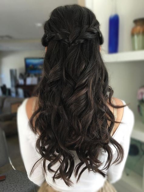 Prom Hairstyles Half Up Half Down Braid Brown Hair, Long Brown Hair Half Up Half Down, Wedding Hairstyles Asian, Charlotte Bridgerton, Braided Half Up Half Down Hair, Bridal Hair Half Up Half Down, Hairstyles Asian, Black Wedding Hairstyles, Half Up Half Down Hair Prom