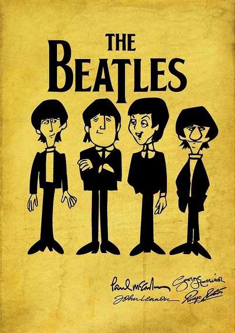 The Beatles Cartoon, Beatles Cartoon, With The Beatles, Beatles Poster, Beatles Band, Beatles Art, Beatles Fans, Tin Metal, Rock N’roll