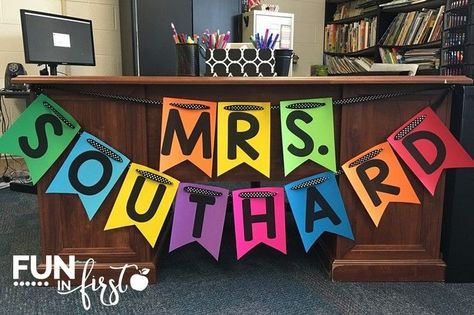 Rainbow Theme Classroom, Bored Teachers, Elementary Classroom Decor, 4th Grade Classroom, Classroom Decor Themes, Name Banner, Diy Classroom, Rainbow Theme, New Classroom