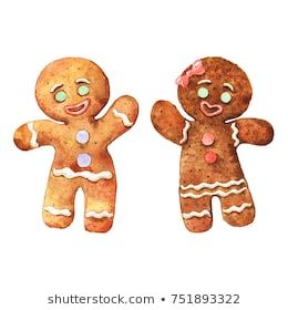 Watercolor vintage gingerbread man and girl. Hand drawn Christmas illustration on white background Gingerman Drawing, Vintage Gingerbread Man, Vintage Gingerbread, Hand Drawn Christmas, Gingerbread Crafts, Watercolor Vintage, Man Illustration, Christmas Card Art, Girl Hand