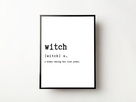 Are you a good witch or a bad witch? Bring some spirituality into your home with this witchy word wall print. Witch Definition Aesthetic, Witch Definition, Art Definition, Witch Home Decor, Definition Wall Art, Motivational Poems, Printable Frames, Art Witch, Spiritual Wall Art