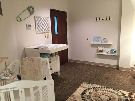 Cry room Mothers room Nursing room Church Nursery Nursing Corner, Mothers Nursing Room Ideas, Nursing Mothers Room Office, Nursing Room Church, Mothers Room Church, Church Nursing Mothers Room, Public Nursing Room Design, Church Nursery Organization, Church Nursery Decor