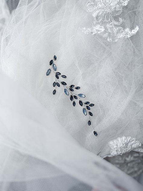 Navi blue hair piece Navi blue hair vine Blue bridal hair piece Dark blue hair piece Somethig blue Blue hair accessories Blue Hair Piece, Navy Blue Hair, Blue Hair Accessories, Dark Blue Hair, Bridal Hair Piece, Blue Bridal, Hair Vine, Bridal Hair Pieces, Blue Rhinestones