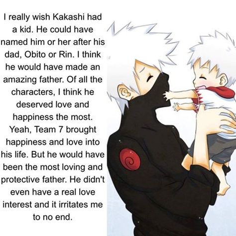 If Kakashi had a kid... Naruto Shippuden Quotes, Obito And Rin, Kid Kakashi, Naruto Facts, Naruto Universe, Anime Facts, Naruto Family, Naruto Stuff, Hatake Kakashi