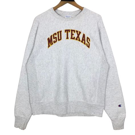 Excited to share this item from my #etsy shop: Vintage 70s Midwestern State University Texas Crewneck Sweatshirt Champion Reverse Weave Pullover Big Logo NCAA Collegiate Streetwear Size L University Crewneck, Abstract Graphic, University Sweatshirts, Lazy Outfits, Harvard University, Champion Reverse Weave, Champion Sweatshirt, White Colour, Crew Neck Shirt