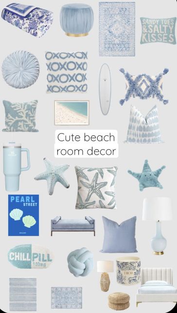 Costal Beach Room Aesthetic, Seaside Room Decor, Beach Desk Decor, Teen Beach Bedroom Ideas, Costal Bedroom Decor Ideas, Costal Themed Bedroom, Beach Themed Rooms Bedrooms, Room Decor Ocean Theme, Coastal Granddaughter Bedroom Aesthetic