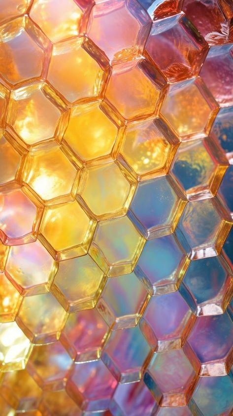 Honeycomb glass fusing art backgrounds textured pattern. | premium image by rawpixel.com Honey Comb Aesthetic, Bee Hive Background, Honeycomb Aesthetic, Hexagon Aesthetic, Hex Bugs, Honey Background, Honeycomb Art, Color Theory Projects, Fresh Honeycomb