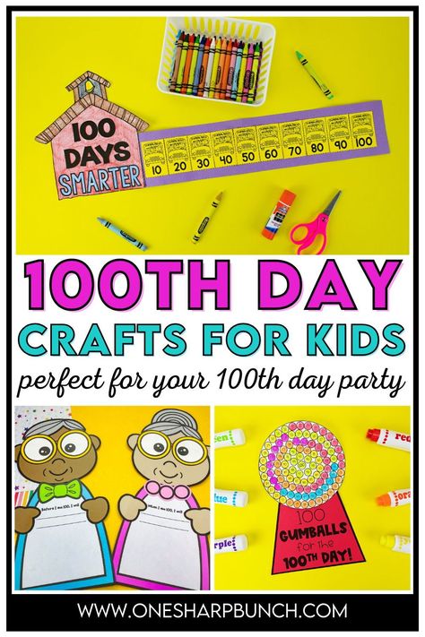 100th day crafts are a great way to celebrate the 100th Day of School. These easy-to-assemble 100th-day crafts for kindergarten incorporate writing and math. Students get to create a 100th day gumball machine and practice counting to 100. They also get to make a 100th day crown, as well as complete a 100th day directed drawing activity. There is also an old lady and old man writing activity that makes super cute 100th day bulletin board. Complete these at your 100th Day party! 100th Day Gumball Machine, Thanksgiving Math Games, Crafts For Kindergarten, Gumball Machine Craft, Halloween Math Games, Man Writing, 100th Day Of School Crafts, Ten Frame Activities, Thanksgiving Math Activities