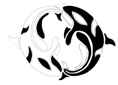 Orca Yin-Yang (Tattoo design) | Mind's Ink Design Orca Facts, Killer Whale Tattoo, Pisces Constellation Tattoo, Orca Art, Orca Tattoo, Ying Yang Tattoo, 3d Wallpaper Cute, Sea Turtle Tattoo, A Tattoo Design