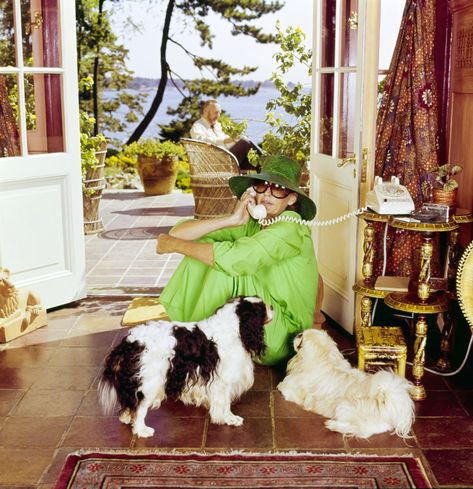 Green Pajamas, February 1st, Slim Aarons, Phone Art, On The Phone, High Society, Vogue Magazine, Cavalier King, Art References