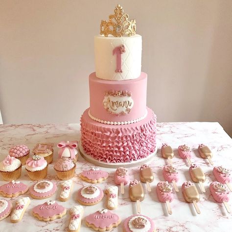 One Upon A Time Birthday Party, One-ce Upon A Time 1st Birthday, Princess 1st Birthday Cake, Girls First Birthday Cake, 1st Birthday Princess, Princess Cookies, 1 Year Birthday, Princess Birthday Cake, Bakery Ideas