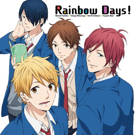 Nijiro Days, Romantic Comedy Anime, Nijiiro Days, Rainbow Boys, Slice Of Life Anime, Boys Posters, Comedy Anime, Anime Stories, Novel Games