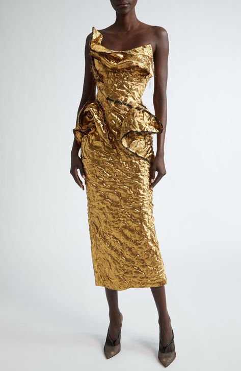 Jason Wu Collection Sculpted Metallic Jacquard Strapless Cocktail Dress available at #Nordstrom Jacquard Fabric Dress, Cocktail Dress Nordstrom, Strapless Cocktail Dress, Fall 24, Favorite Daughter, Style Looks, Jason Wu, Designer Clothes For Men, Modern Outfits